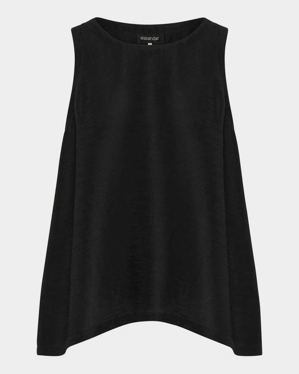 Silk Plisse A-Line Sleeveless Top (Mid Plus Length)